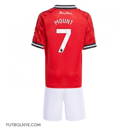 Camiseta Manchester United Mason Mount #7 Primera Equipación para niños 2025-26 manga corta (+ pantalones cortos)